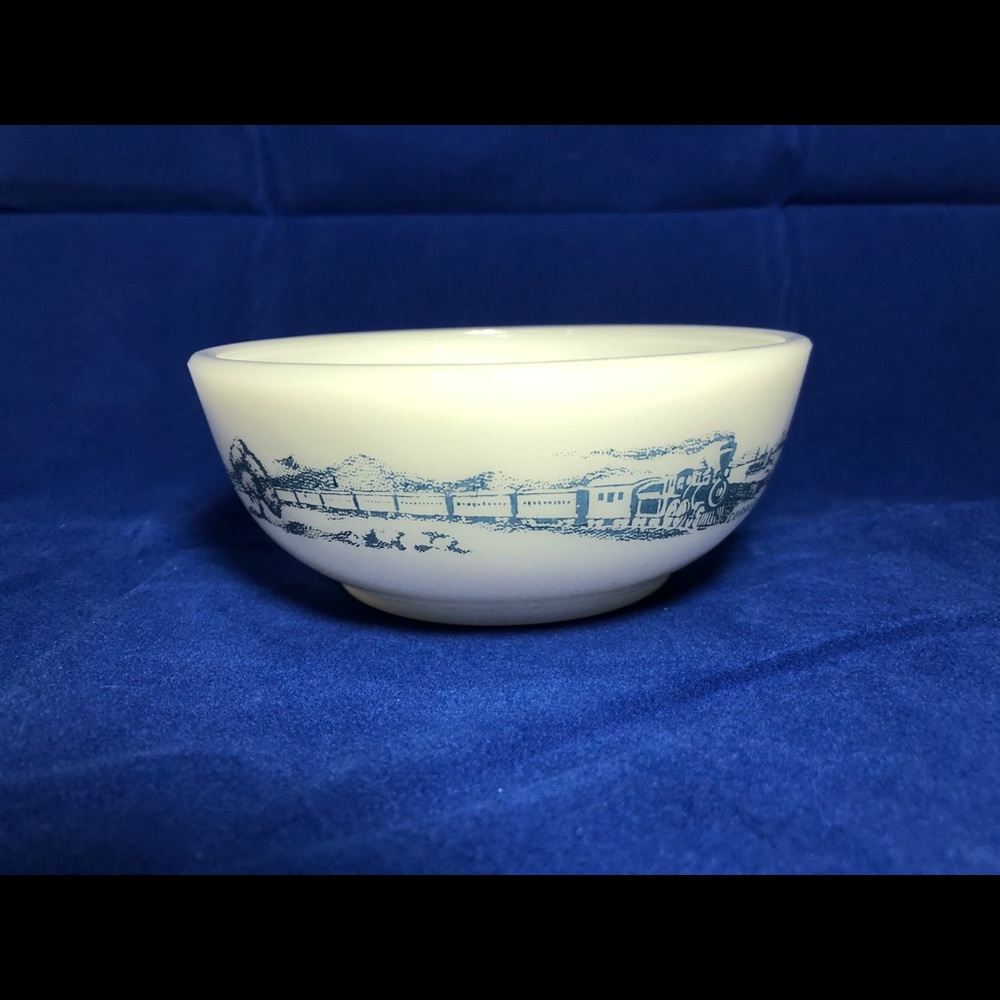 Cereal Bowl Milk Glass Currier & Ives